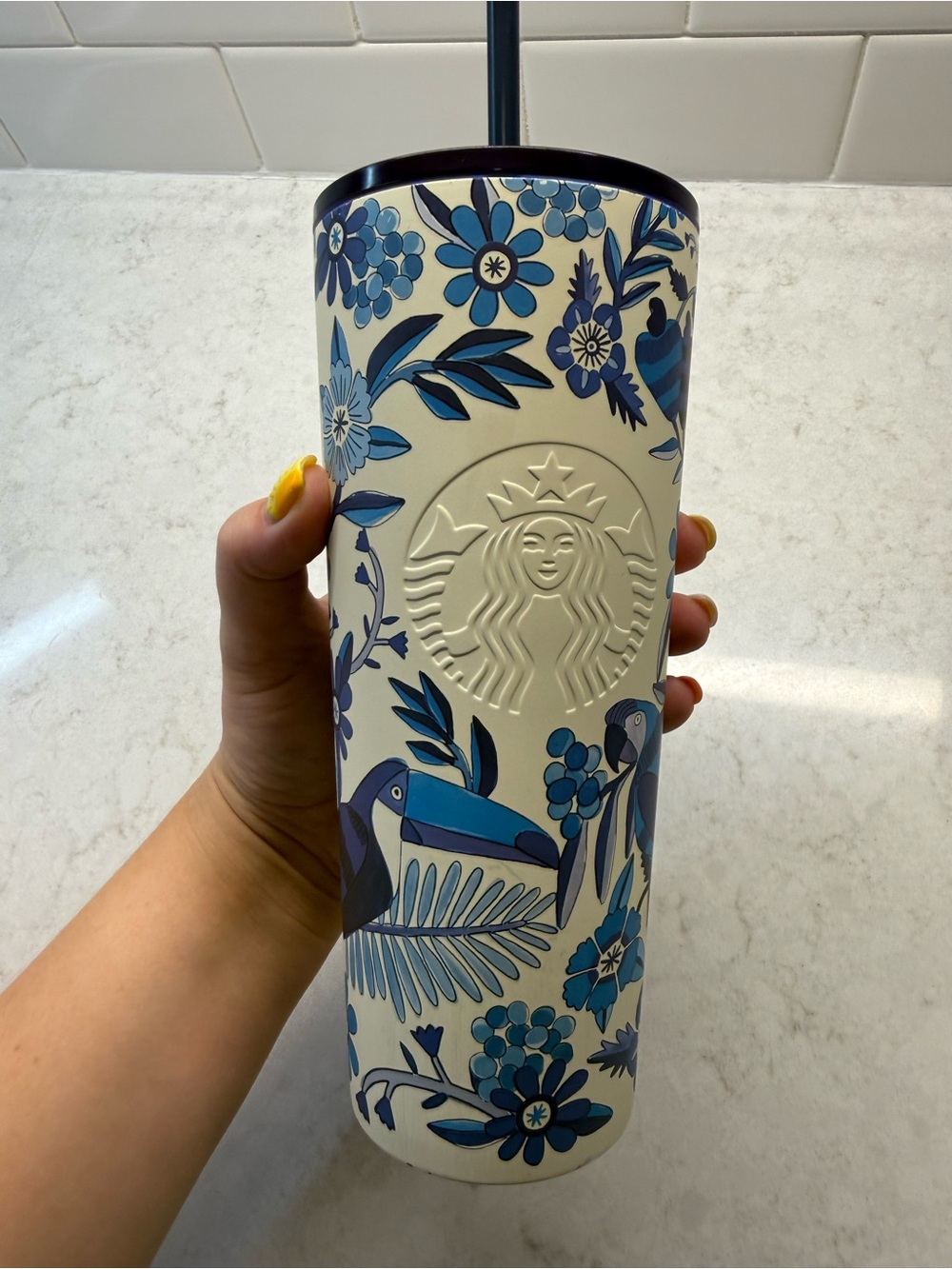 Starbucks Blue Floral Farm Rio 24oz Tumbler